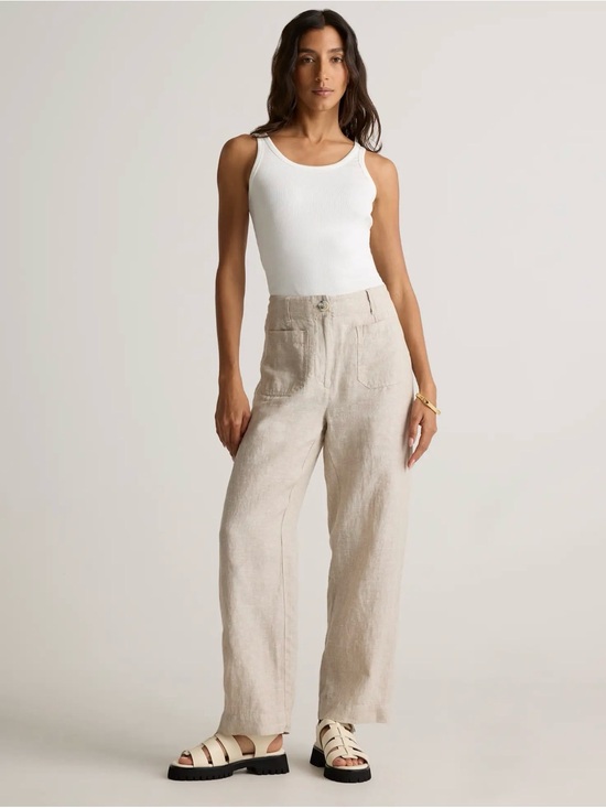 Quince Pants - Quince 100% European Linen Patch Pocket Wide Leg Pant